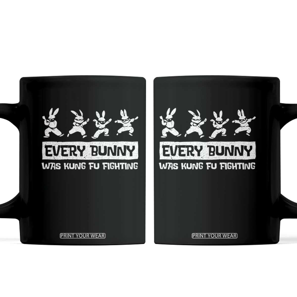 Bunny Kung Fu Fighting Coffee Mug Funny Easter Vintage Graphic TS10 Black Print Your Wear