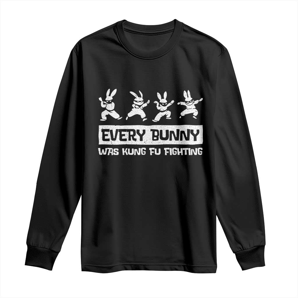 Bunny Kung Fu Fighting Long Sleeve Shirt Funny Easter Vintage Graphic TS10 Black Print Your Wear