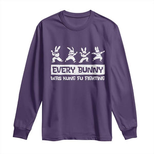 Bunny Kung Fu Fighting Long Sleeve Shirt Funny Easter Vintage Graphic TS10 Purple Print Your Wear