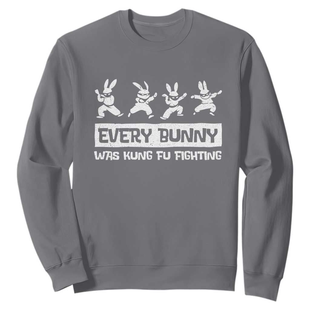 Bunny Kung Fu Fighting Sweatshirt Funny Easter Vintage Graphic TS10 Charcoal Print Your Wear