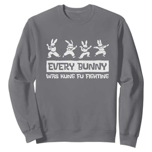 Bunny Kung Fu Fighting Sweatshirt Funny Easter Vintage Graphic TS10 Charcoal Print Your Wear
