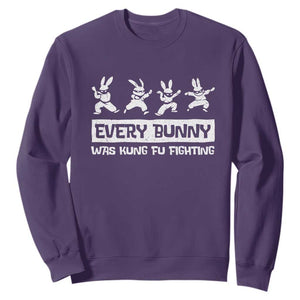 Bunny Kung Fu Fighting Sweatshirt Funny Easter Vintage Graphic TS10 Purple Print Your Wear