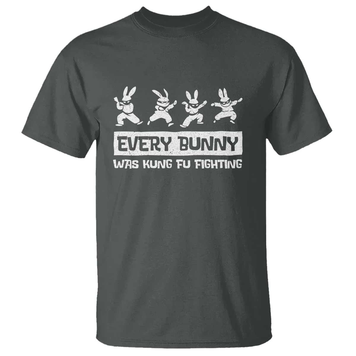 Bunny Kung Fu Fighting T Shirt Funny Easter Vintage Graphic TS10 Dark Heather Print Your Wear