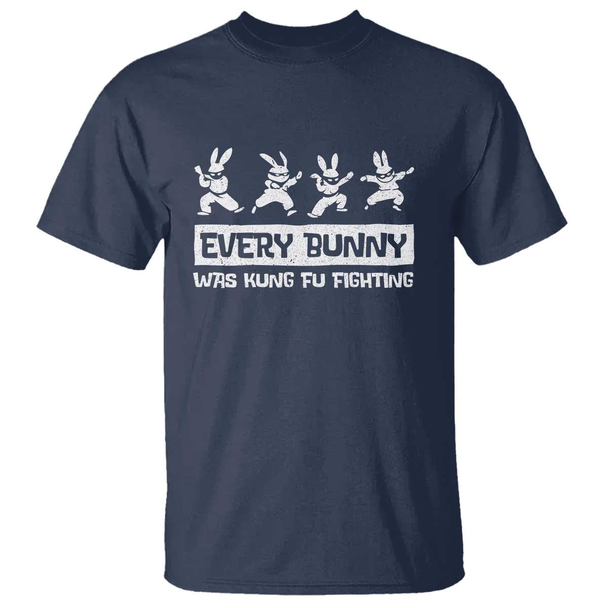 Bunny Kung Fu Fighting T Shirt Funny Easter Vintage Graphic TS10 Navy Print Your Wear
