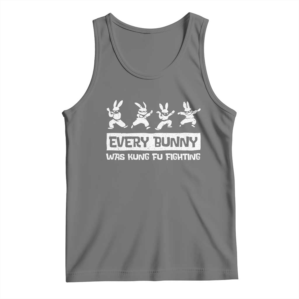 Bunny Kung Fu Fighting Tank Top Funny Easter Vintage Graphic TS10 Black Heather Print Your Wear