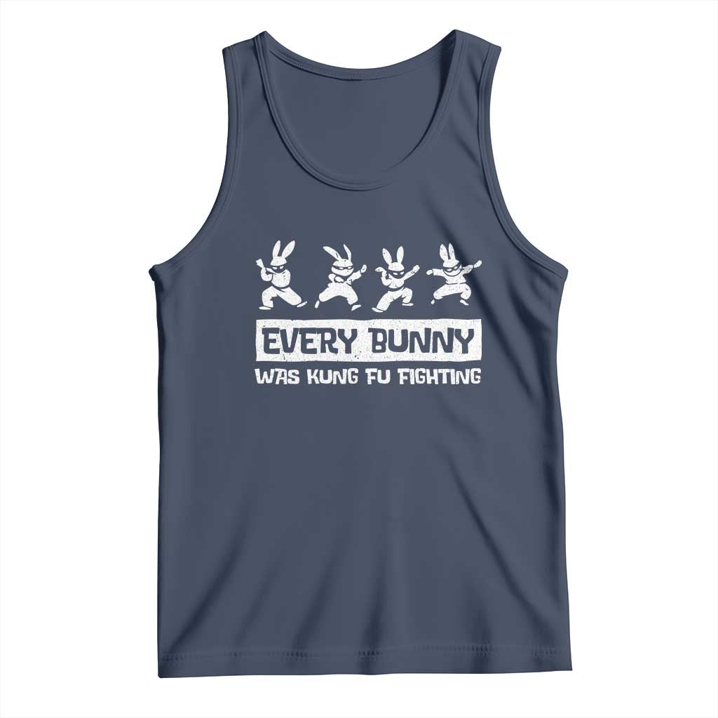 Bunny Kung Fu Fighting Tank Top Funny Easter Vintage Graphic TS10 Navy Print Your Wear