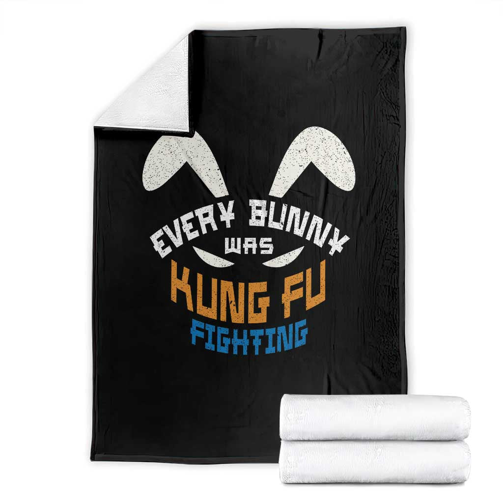 Every Bunny Was Kung Fu Fighting Throw Blanket Funny Easter Vintage Rabbit Face TS10 Black Print Your Wear
