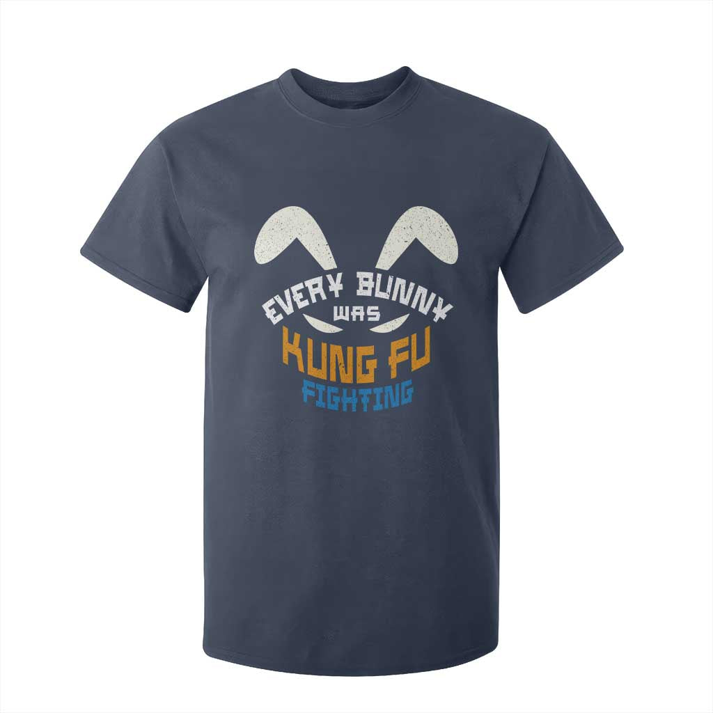 Every Bunny Was Kung Fu Fighting T Shirt For Kid Funny Easter Vintage Rabbit Face TS10 Navy Print Your Wear