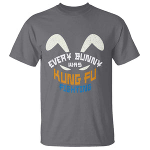 Every Bunny Was Kung Fu Fighting T Shirt Funny Easter Vintage Rabbit Face TS10 Charcoal Print Your Wear