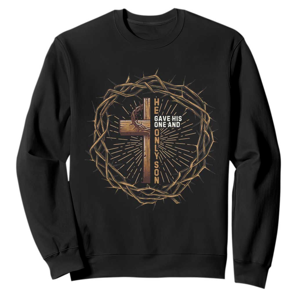 Christian Cross Sweatshirt Bible John 3:16 Jesus He Gave His Only Son Jesus Christian TS10 Black Print Your Wear