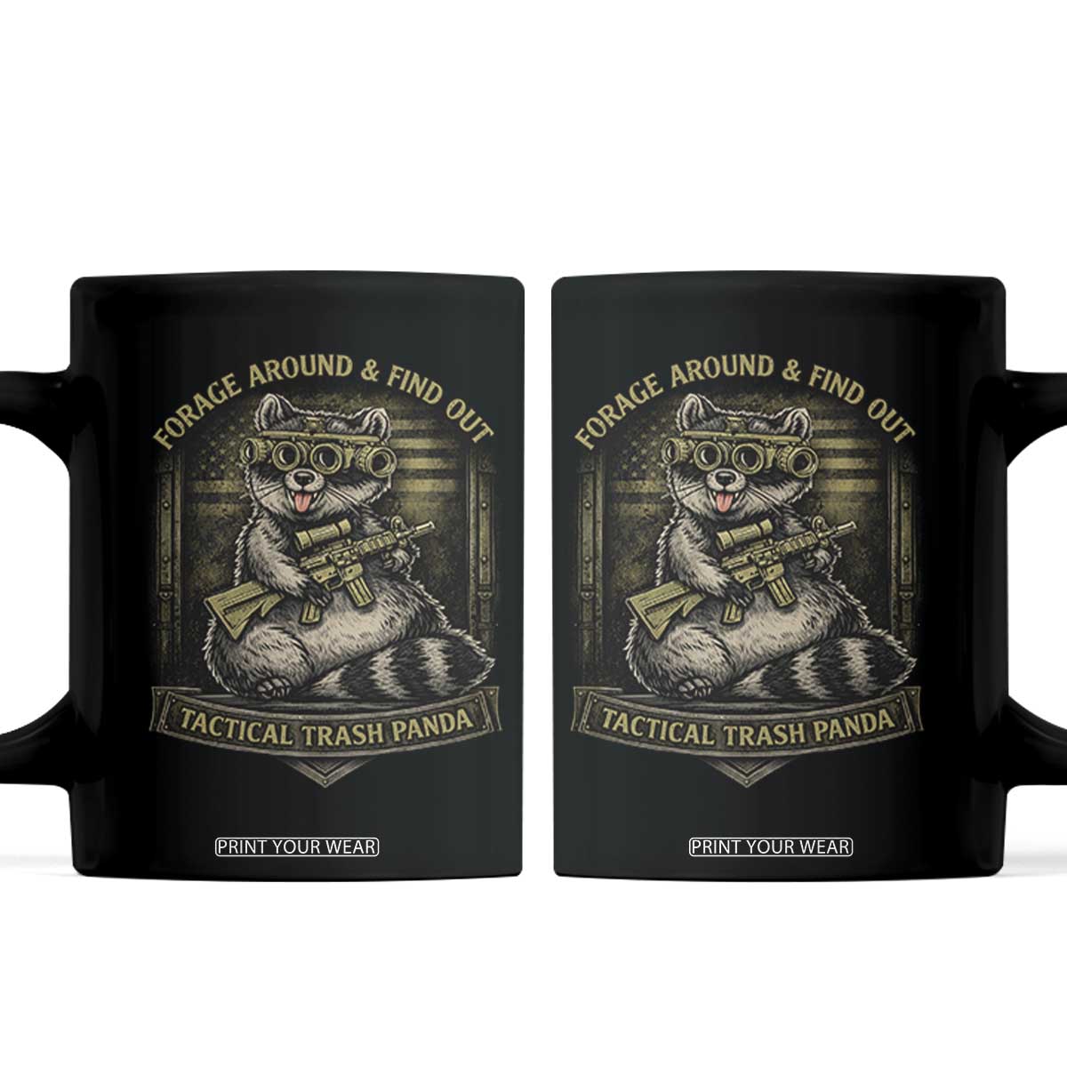 Tactical Trash Panda Coffee Mug Funny Raccoon Military Graphic Patriotic Veteran TS10 Black Print Your Wear
