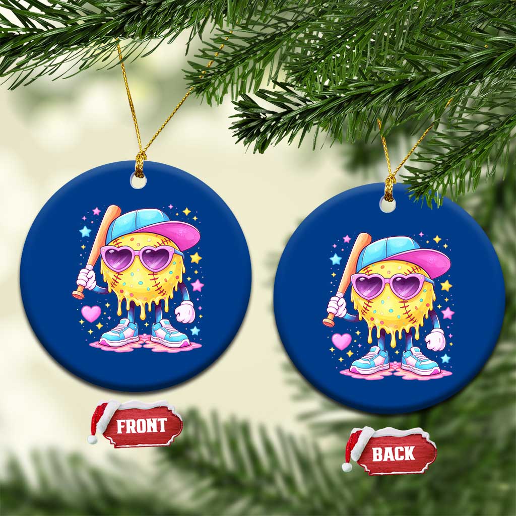 Funny Softball Drip Ceramic Ornament Ice Cream Sprinkles Softball Girls Kid TS10 1pc Blue Print Your Wear
