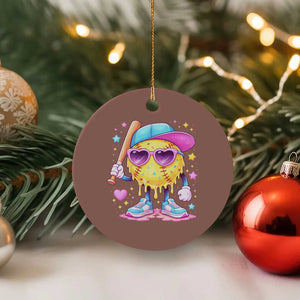 Funny Softball Drip Ceramic Ornament Ice Cream Sprinkles Softball Girls Kid TS10 1pc Mocha Print Your Wear