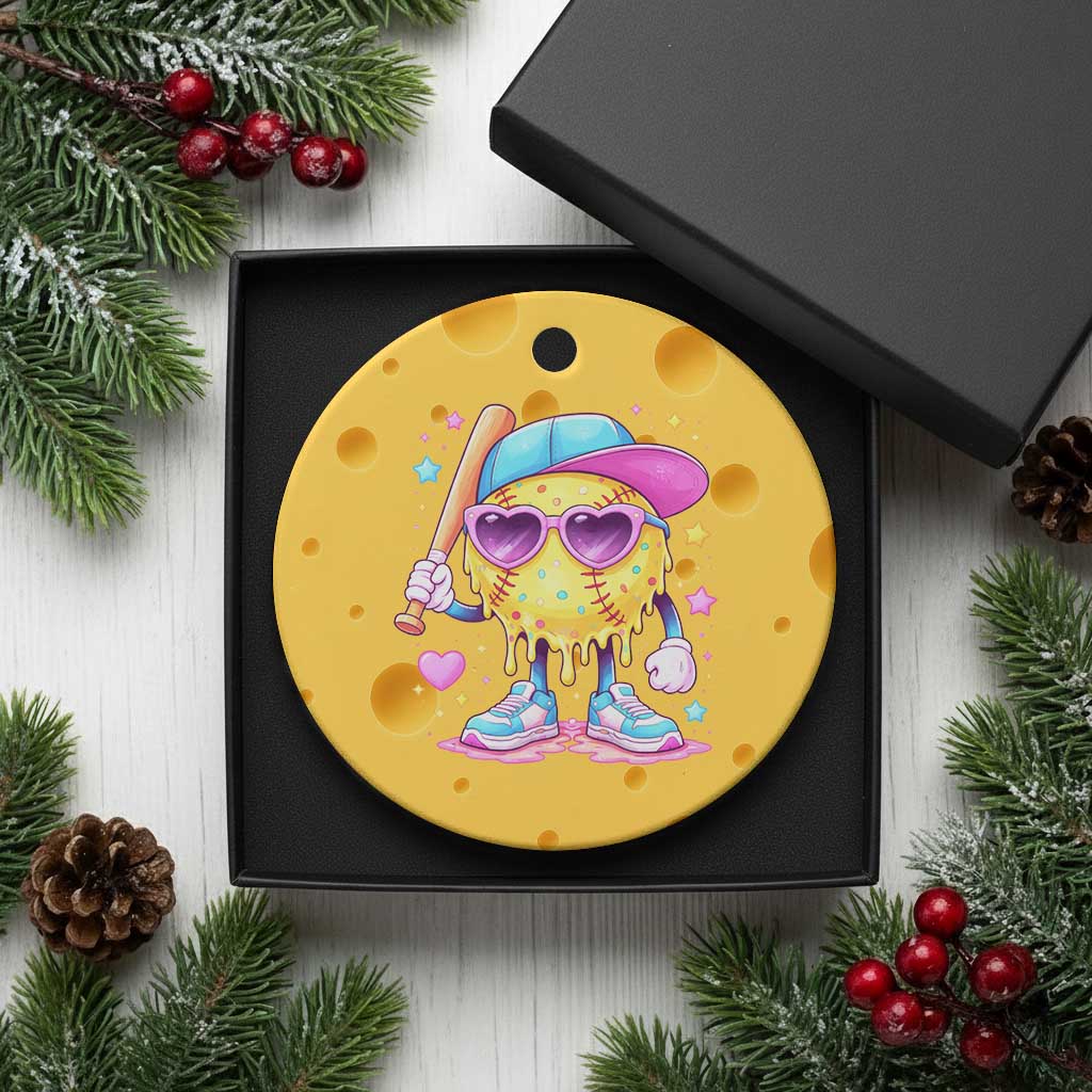 Funny Softball Drip Ceramic Ornament Ice Cream Sprinkles Softball Girls Kid TS10 1pc Yellow Cheese Print Your Wear