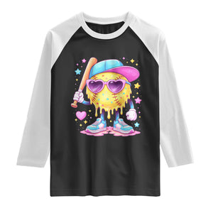 Funny Softball Drip Raglan Shirt Ice Cream Sprinkles Softball Girls Kid TS10 Black White Print Your Wear