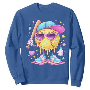 Funny Softball Drip Sweatshirt Ice Cream Sprinkles Softball Girls Kid TS10 Royal Blue Print Your Wear