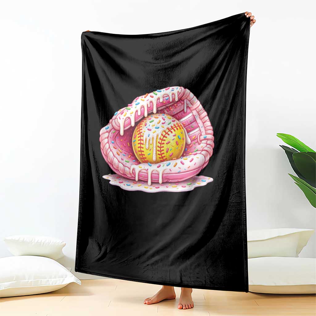 Softball Drip Throw Blanket Ice Cream Sprinkles Softball Glove Girls Kid TS10 Print Your Wear