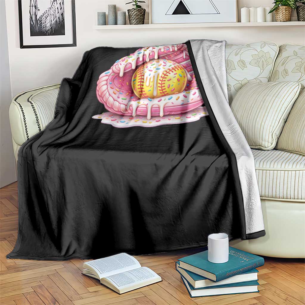 Softball Drip Throw Blanket Ice Cream Sprinkles Softball Glove Girls Kid TS10 Print Your Wear