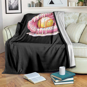 Softball Drip Throw Blanket Ice Cream Sprinkles Softball Glove Girls Kid TS10 Print Your Wear