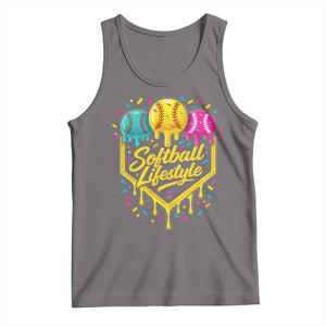 Softball Drip Tank Top Ice Cream Sprinkles Softball Life Style TS10 Deep Heather Print Your Wear