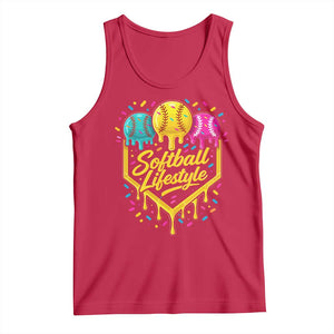 Softball Drip Tank Top Ice Cream Sprinkles Softball Life Style TS10 Red Print Your Wear