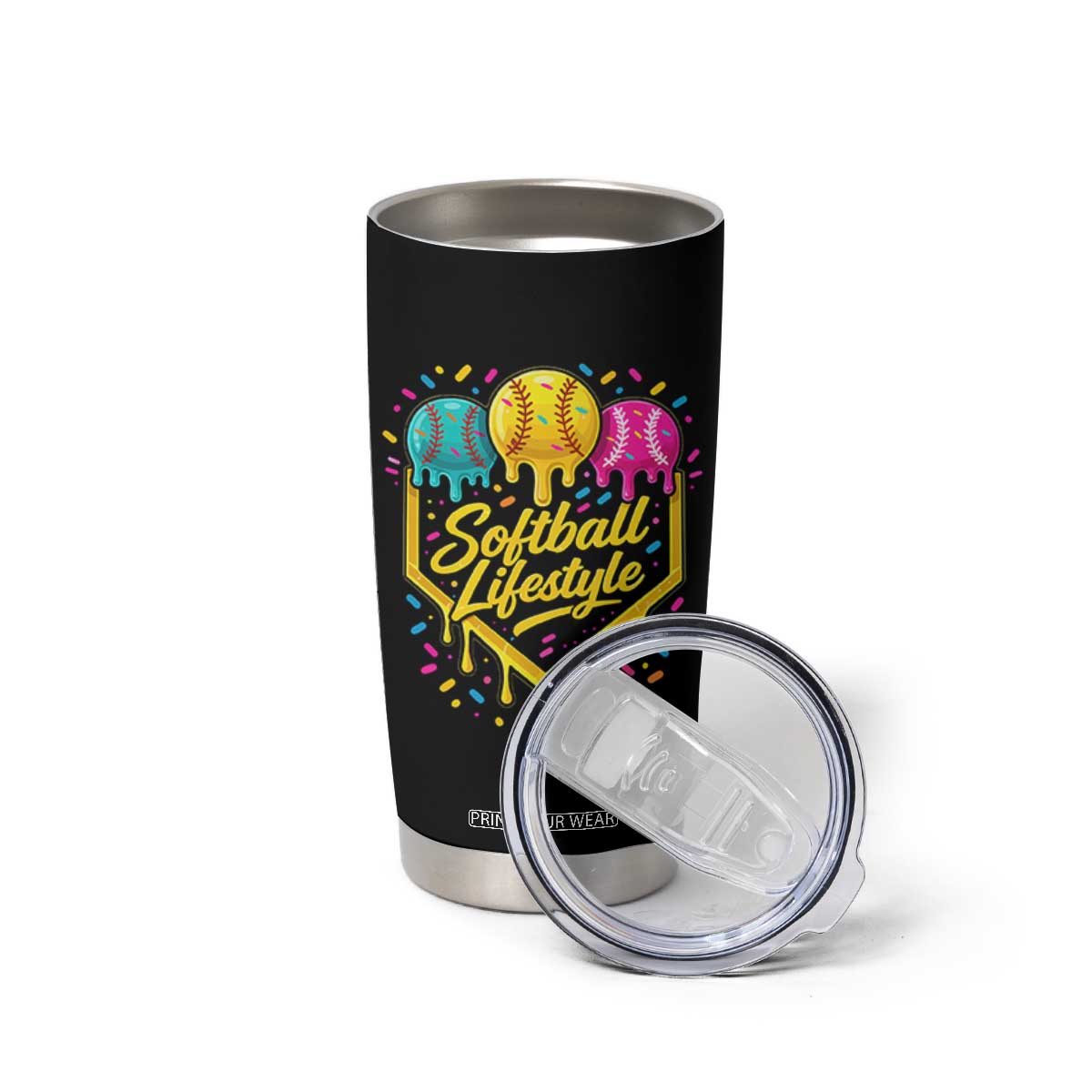Softball Drip Tumbler Cup Ice Cream Sprinkles Softball Life Style TS10 Print Your Wear