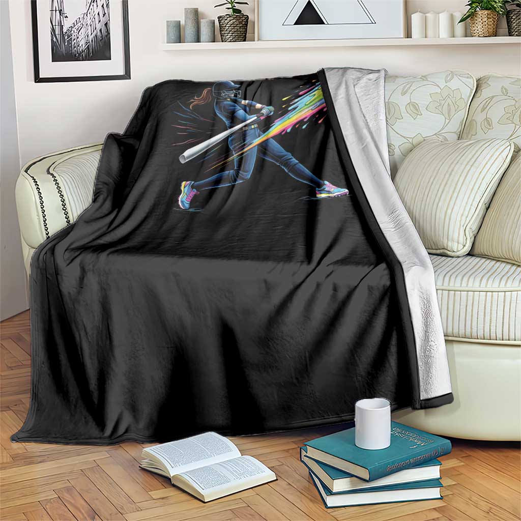 Softball Player Drip Throw Blanket TS10 Print Your Wear