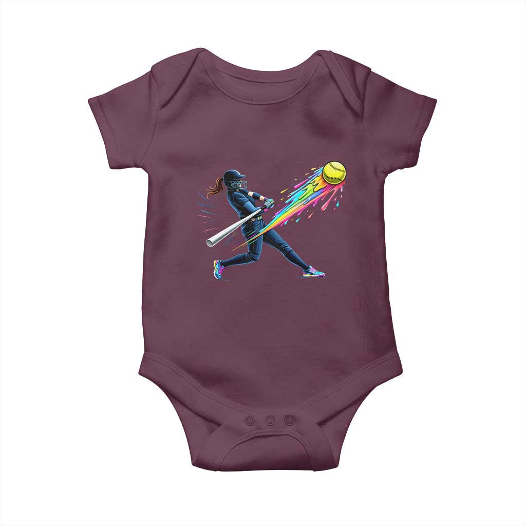 Softball Player Drip Baby Onesie TS10 Maroon Print Your Wear