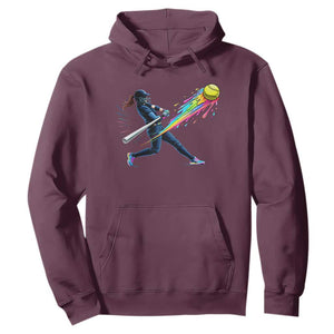 Softball Player Drip Hoodie TS10 Maroon Print Your Wear