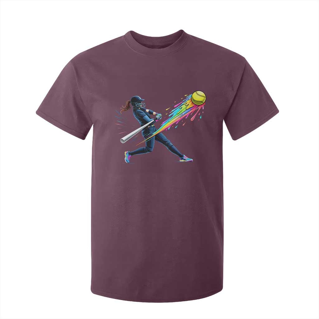 Softball Player Drip T Shirt For Kid TS10 Maroon Print Your Wear