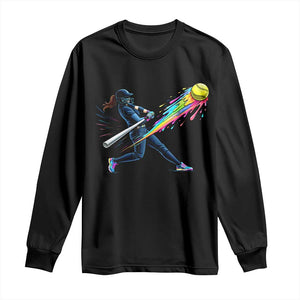 Softball Player Drip Long Sleeve Shirt TS10 Black Print Your Wear