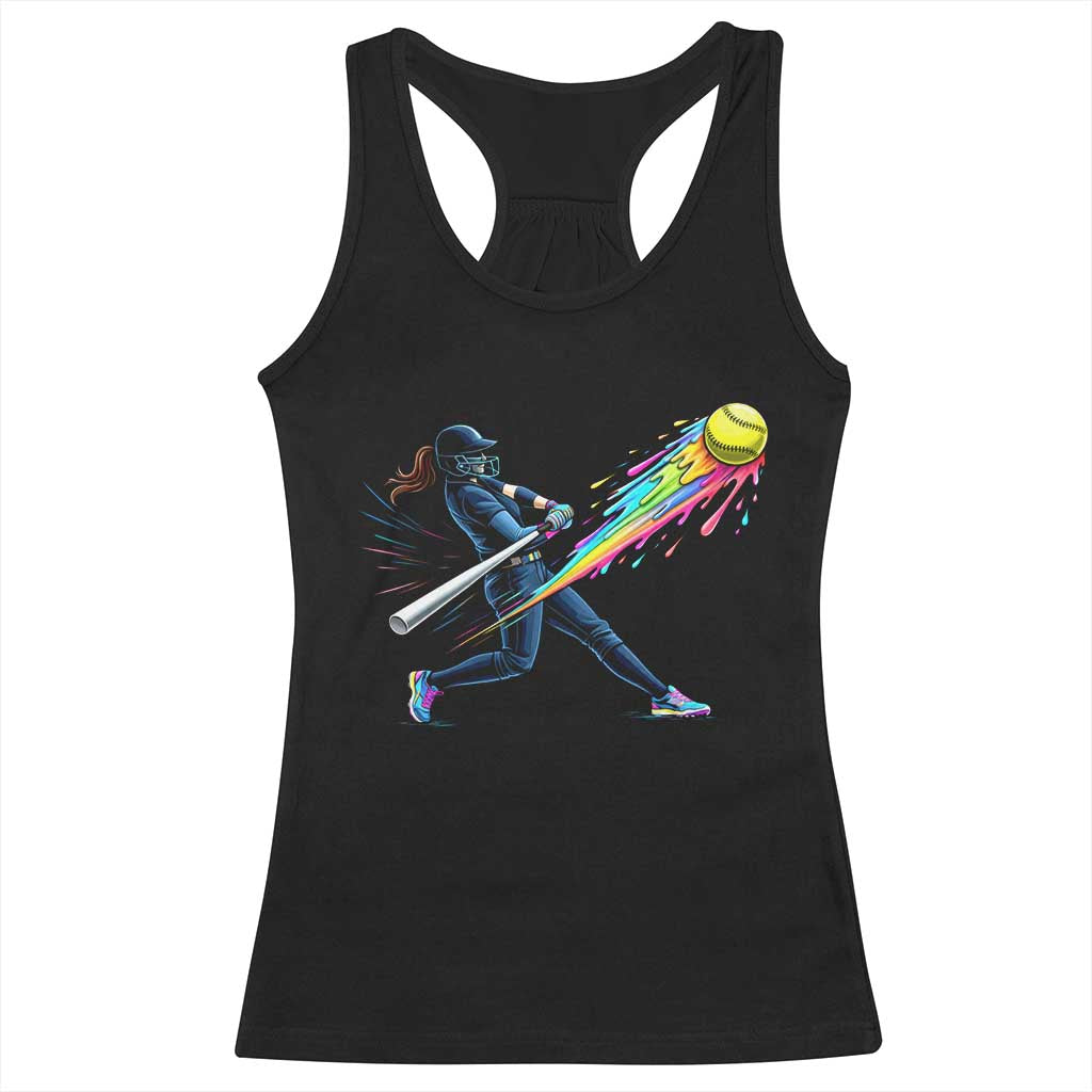 Softball Player Drip Racerback Tank Top TS10 Black Print Your Wear