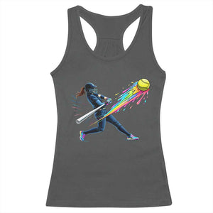 Softball Player Drip Racerback Tank Top TS10 Dark Heather Print Your Wear