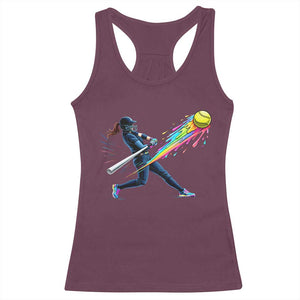 Softball Player Drip Racerback Tank Top TS10 Maroon Print Your Wear
