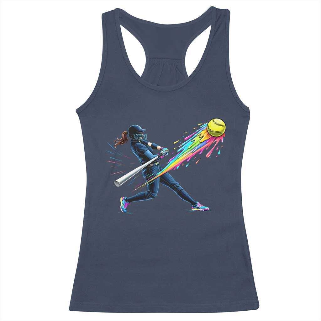 Softball Player Drip Racerback Tank Top TS10 Navy Print Your Wear