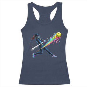 Softball Player Drip Racerback Tank Top TS10 Navy Print Your Wear