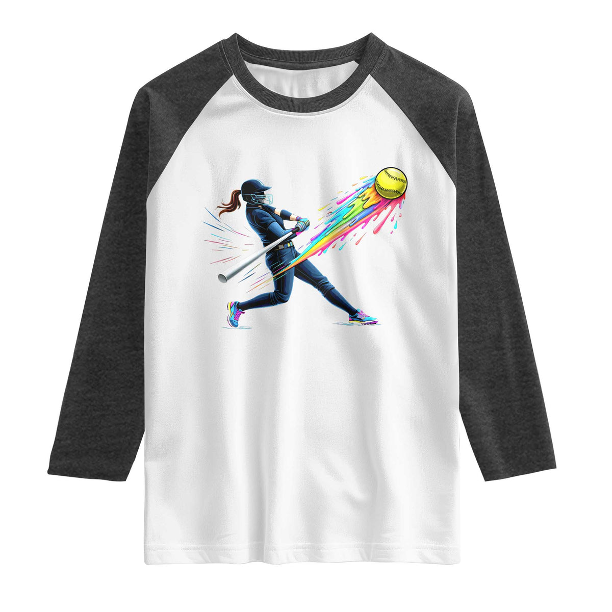 Softball Player Drip Raglan Shirt TS10 White Heather Charcoal Print Your Wear