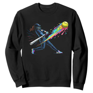 Softball Player Drip Sweatshirt TS10 Black Print Your Wear