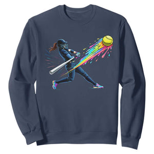 Softball Player Drip Sweatshirt TS10 Navy Print Your Wear