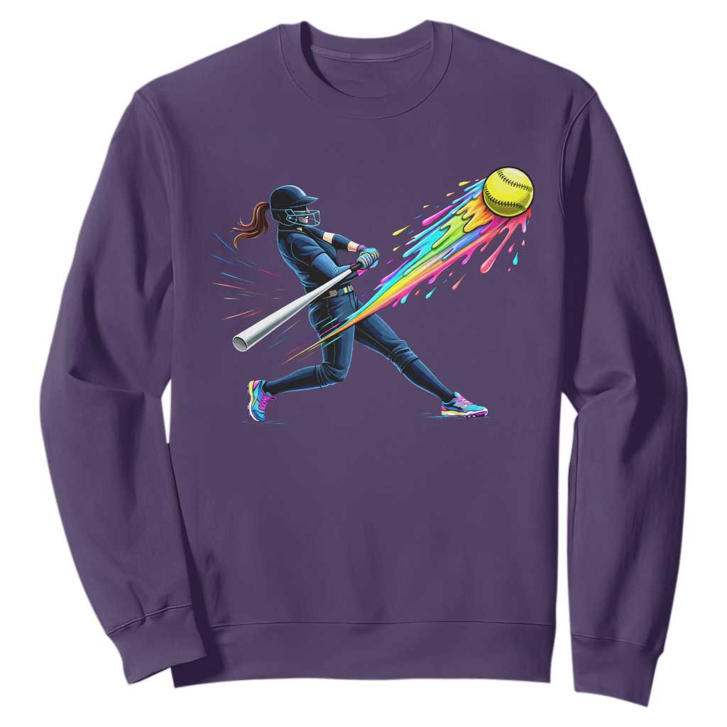 Softball Player Drip Sweatshirt TS10 Purple Print Your Wear