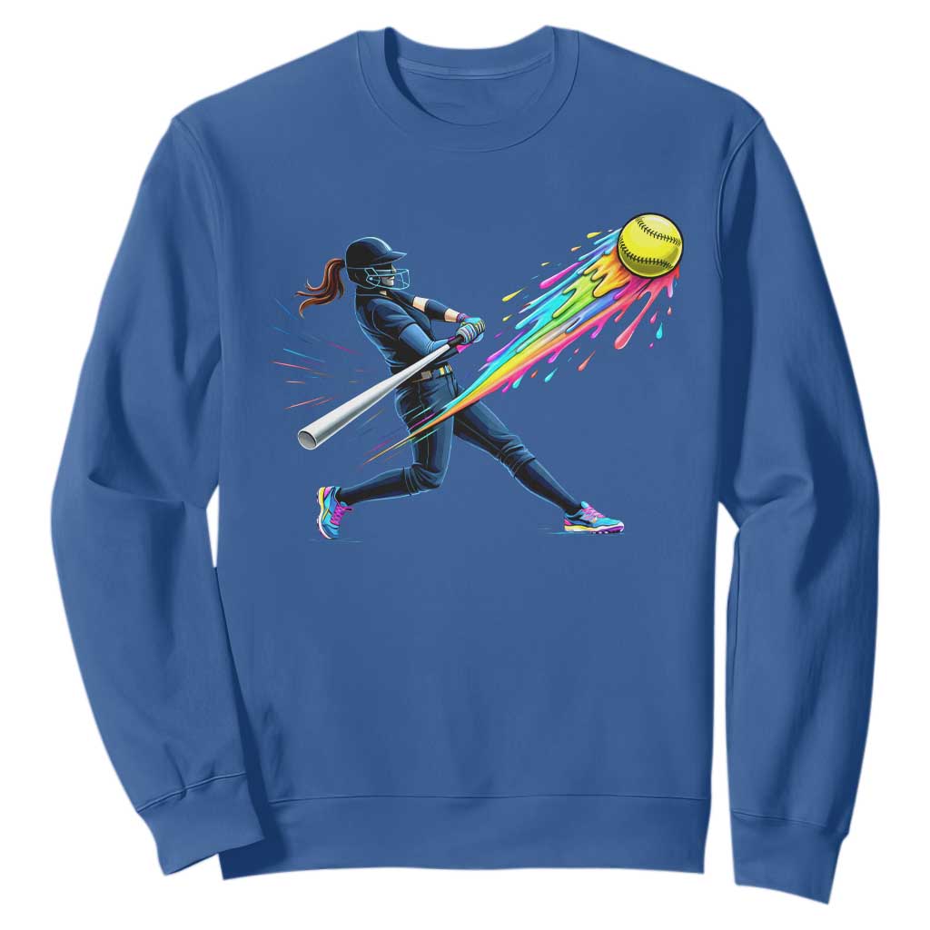 Softball Player Drip Sweatshirt TS10 Royal Blue Print Your Wear