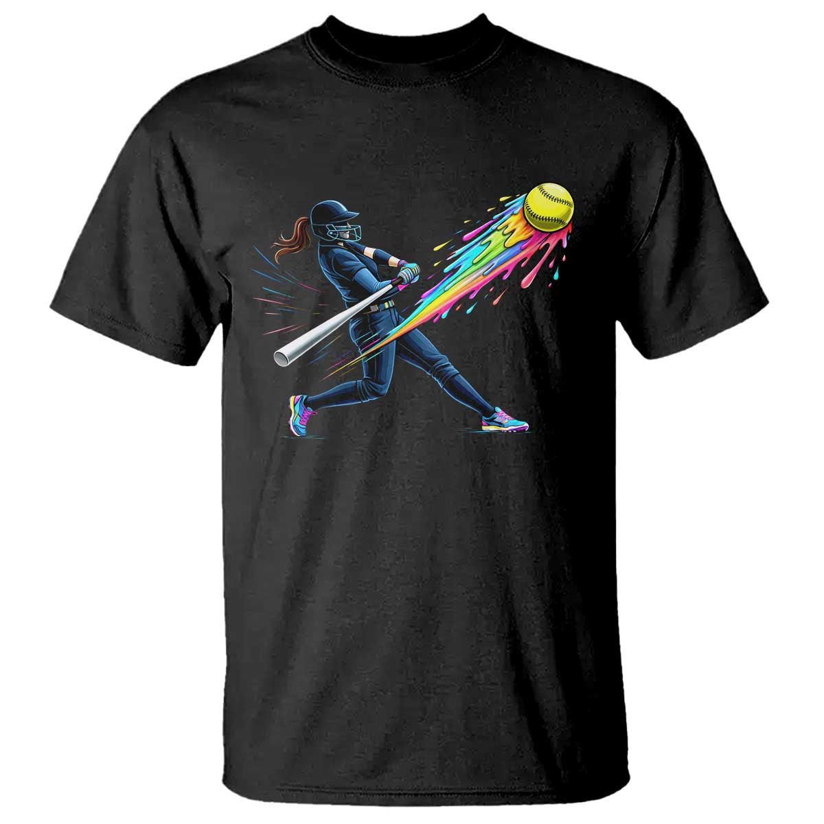 Softball Player Drip T Shirt TS10 Black Print Your Wear