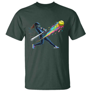 Softball Player Drip T Shirt TS10 Dark Forest Green Print Your Wear
