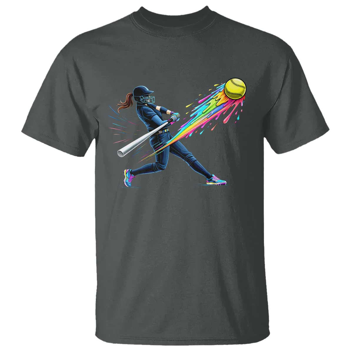 Softball Player Drip T Shirt TS10 Dark Heather Print Your Wear