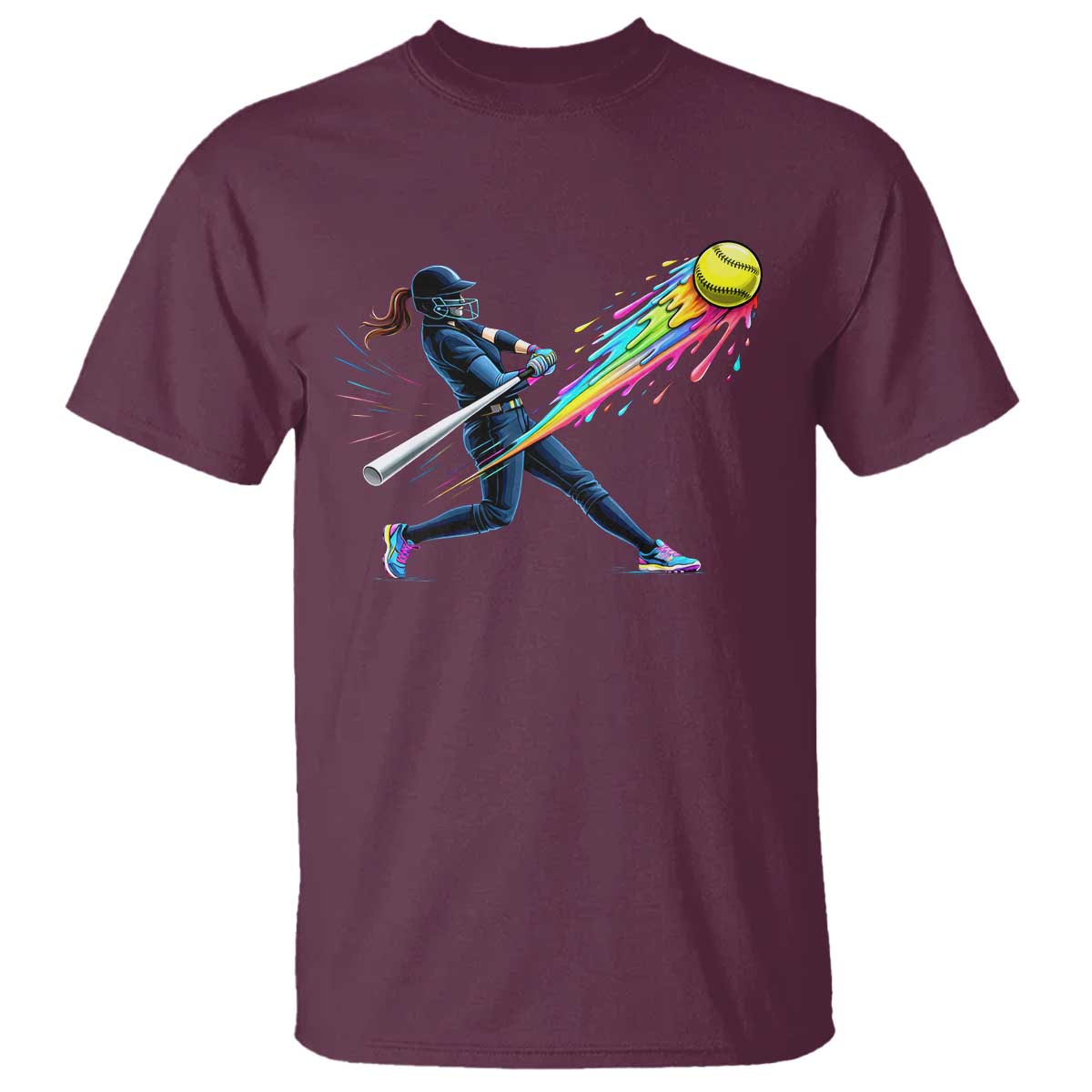 Softball Player Drip T Shirt TS10 Maroon Print Your Wear