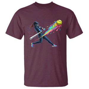 Softball Player Drip T Shirt TS10 Maroon Print Your Wear