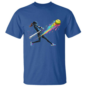 Softball Player Drip T Shirt TS10 Royal Blue Print Your Wear