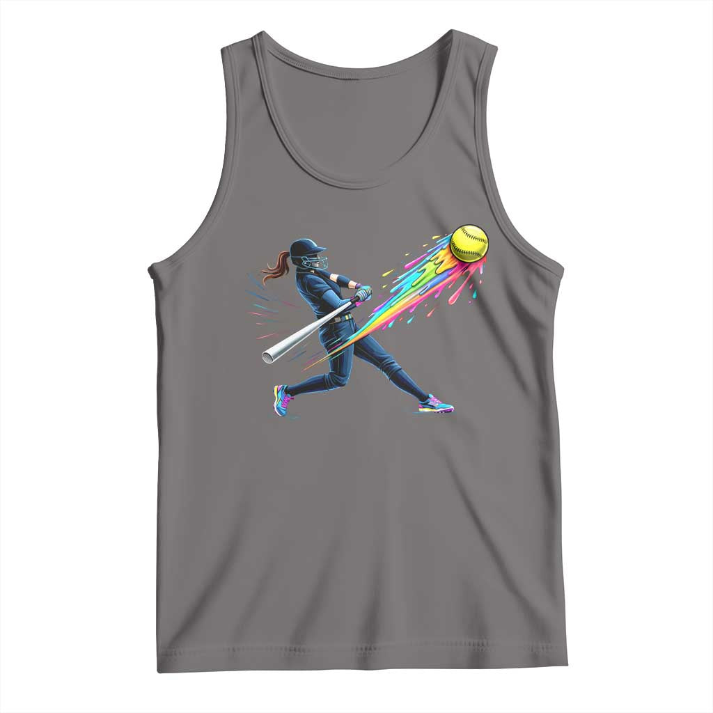 Softball Player Drip Tank Top TS10 Deep Heather Print Your Wear