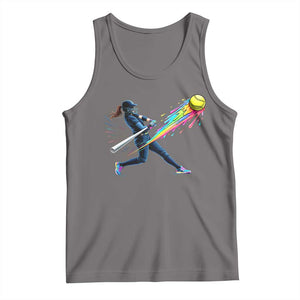 Softball Player Drip Tank Top TS10 Deep Heather Print Your Wear