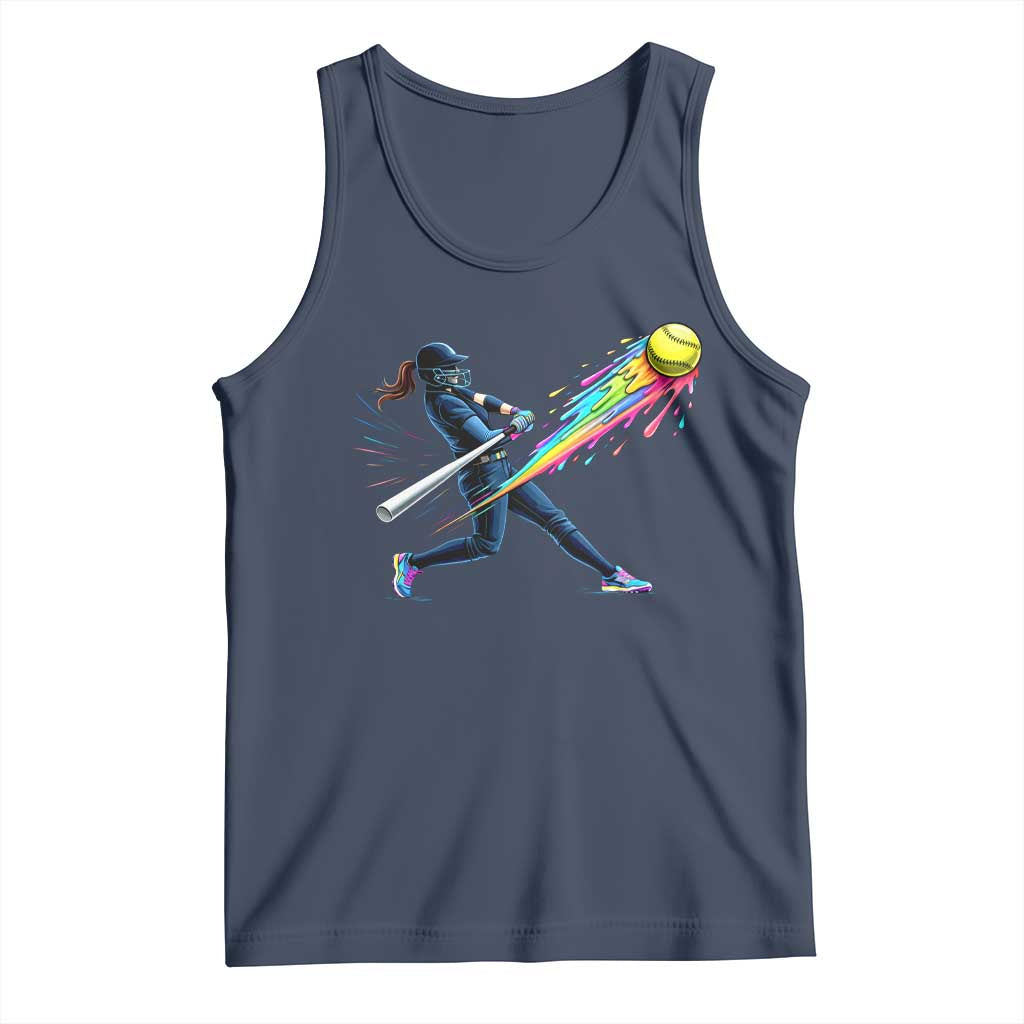 Softball Player Drip Tank Top TS10 Navy Print Your Wear